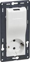 USB + 2P+E German std socket Niloe -with shutters -compact -auto. term. -white 764530 | 3414970804709