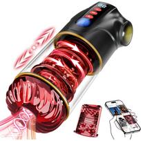 3-in-1 Vyrų Masturbatorius su 9 Teleskopinėm, Sukimosi ir Siurbimo Funkcijom