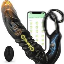 App valdoma analinė masažuoklė su 9 teleskopinėmis ir 9 vibracijos režimais, ergonomiška prostatos stimuliacija