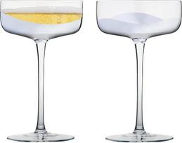 "Anton Studio Designs Wave" rankų darbo šampano taurės Puikūs vestuvių ir švenčių stalo indai - 250 ml - sidabro spalvos - 2 elegantiškų šampano taurių rinkinys