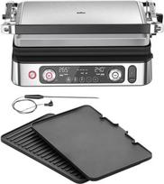 "Braun MultiGrill 9 Pro CG 9160" elektrinis grilis su 2 nepriklausomais termostatais, 3 kepimo padėtimis, lėkštėmis, kurias galima plauti indaplovėje, integruota termovizoriumi, 2200 W, juodas/nerūdijančio plieno