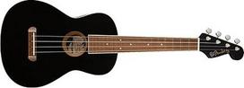 "Fender Avalon" tenorinė ukulelė suaugusiems ir vaikams, uosio medienos konstrukcija, riešutmedžio pirštų gija, klasikinė "Fender Stratocaster" galvutė, juoda