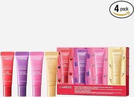 "LANEIGE" mini lūpų balzamo rinkinys - 4 skonių drėkinamasis ir spindintis lūpų balzamas