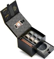"Whisky Stones" dovanų rinkinys su cigarų pjaustytuvu ir cigarų pelenine - 6 rankų darbo aukščiausios kokybės granito akmenys - prabangūs viskio ir cigarų priedai Auksinė folijos dovanų dėžutė