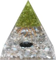 Nupuyai Labradorito natūralių akmenų piramidė su peridotu Gyvybės medis Teigiama piramidė Reiki kristalų piramidės statula iš dervos Meditacija ir čakrų pusiausvyra 6 x 6 x 6 cm
