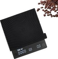 TIMEMORE Juodos veidrodinės mini espreso svarstyklės su srauto funkcija, nešiojamosios kavos svarstyklės, 2 kg/0,1 g, apsauginis silikoninis padėkliukas, juodos spalvos