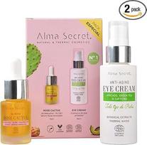 "Duo Anti-Ageing": Alma Secret Eye Contour iš avokado, žaliosios arbatos ir kofeino, 30 ml + Rose Cactus veido serumas, 10 ml, drėkinantis, stangrinantis, veganiškas, Ecocert Cosmos Natural, Ecocert Cosmos Natural