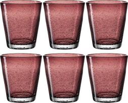 "Leonardo Burano" gertuvės, 6 vnt., rankų darbo stiklinės, tinkamos plauti indaplovėje, spalvingos stiklinės, pagamintos iš stiklo, violetinės spalvos, 330 ml, 034761
