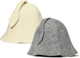 SAUNA GURU Sauna Hat Grey and White Wool Felt Hats Pack of 2 - Apsaugokite galvą nuo karščio - pridedamas angliškas saunos elektroninės knygos vadovas