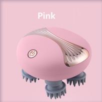 Electric Head Massager with Red Light Therapy Deep Tissue Kneading Vibrating Device for Shoulder Neck And Body Scalp Relaxation USB charging rožinė