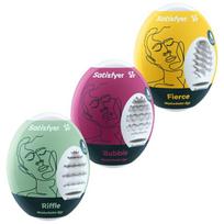 SATISFYER - 3 masturbatorius Kiaušiniai Riffle, Bubble & Fierce