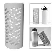 Water Bottle Silicone Sleeve Cover Reusable Versatile Holder for Travel Swimming 18OZ gray