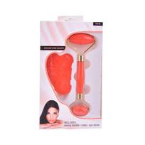 Body Detox Face Lift Beauty Tool Anti-Aging Slimming Neck Guasha Board Facial Massager Roller Massager Double Head Roller raudona