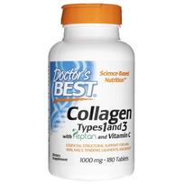 Doctor's Best 1 ir 3 tipų kolagenas su peptanu ir vitaminu C 1000 mg - 180 tablečių