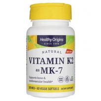 Healthy Origins Vitaminas K2 kaip MK-7 100 mcg - 60 minkštųjų gelių