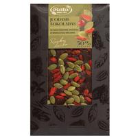 RŪTA Juodasis šokoladas 50 % su goji uogomis, moliūgų ir spanguolių sėklomis (100 g)