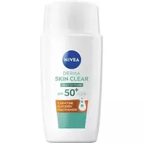 "Nivea Derma Skin Clear Daily UV Fluid SPF 50+" - kasdienis UV spindulių skystis problemiškai odai, 40 ml