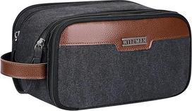 WITZMAN Canvas Toiletry Bag Vyriškas didelis kelioninis kosmetinis krepšys su dvigubu 8L organizatoriumi Vonios krepšys, juodas, Kosmetikos krepšys