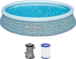 "Bestway Fast Set" pripučiamo apvalaus baseino rinkinys, pilkos spalvos, 396 cm x 396 cm x 84 cm
