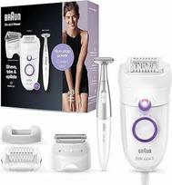 "Braun Silk-épil 5 Power Hair Removal Epilator" su elektrine skutimosi galvute ir bikinio kirptuvu, laidinis epiliatorius su 28 pincetais, dovana moterims, 5-825, balta/violetinė