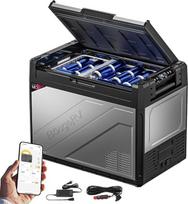 "Rocky2" 65L automobilinė šaldymo dėžė 12 V 230 V su 5,7 cm3 kompresoriumi Dviejų zonų šaldymo dėžė su šaldiklio programėle Nuimamas pertvarėlis 12 V automobilinis šaldytuvas, skirtas kelionėms, valtims, žvejybai Šaldo iki -20 °C