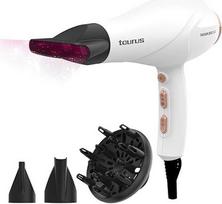 "Taurus Fashion" joninis plaukų džiovintuvas 2600 W profesionalus kintamosios srovės variklio jonų technologijos reguliuojamas galingumas 3 temperatūros lygiai ir 2 greičio lygiai koncentratorius ir 2 difuzoriai
