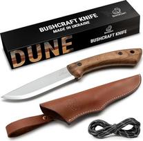 BeaverCraft Bushcraft peilis BSH1 Fiksuotas peilis su dėklu Solid Scandi Knife Carbon Steel - Bushcraft Knife Scandi Grind - Bushcraft peilis su odiniu dėklu