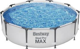 Bestway Steel Pro MAX Frame Pool without Pump, Diameter 305 x 76 cm, Light Grey, Round