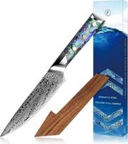 FANTECK Damasko peilis, japoniškas peilis su abalono kriaukle, 67 sluoksnių damaskinis virtuvinis peilis, 13 cm peilis, peilis vaisiams ir daržovėms