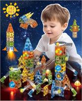 Magnetiniai statybiniai blokai 142 gabalėliai Magnetinis žaislas vaikams Magnetai Statybiniai blokai STEM Kūrybiniai magnetiniai statybiniai blokai Montessori mokymosi žaislas mergaitėms berniukams 3 4 5 6 7 8 9 10 metų dovana