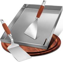 Nerūdijančio plieno grilio plokštė 30 x 40 cm, universalus "Plancha" grilio padėklas - "Weber Spirit" dujinių ir medžio anglių grilių keptuvė "BBQ Plancha