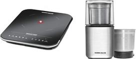 ROMMELSBACHER vienguba kepimo plokštė CTS 2000/IN - kepimo zona 145-220 mm, 2000 W, juoda/sidabrinė ir prieskonių bei kavos malūnėlis, EGK 200-2 nerūdijančio plieno talpykla su smūginiu ir specialiu peiliu, talpa