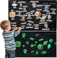 Saulės sistema vaikams, šviečianti tamsoje, magnetinis žaidimas, Saulės sistema, planetos ir 59 magnetai, dvikalbiai edukaciniai žaidimai vaikams, 5 metų, 3, 4, 5, 6, 7, 8 metų, planetos vaikams