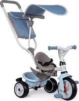 Smoby - Baby Balade Plus Blue - vaikiškas triratukas su stūmimo strypu, sėdyne su saugos diržu, metaliniu rėmu, laisvuoju pedalu, skirtas vaikams nuo 10 mėnesių