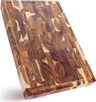 YOUNTHYE Medinės pjaustymo lentos 39 x 26 x 3,5 cm Didelė galutinio grūdėtumo medienos pjaustymo lenta Akacijų pjaustymo lenta Sunkiasvoris mėsininko blokas su sulčių grioveliu virtuvėje
