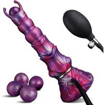 27 cm Ovipositor XXL Dildo su Silikoniniais Kiaušinėliais ir Pripučiama Funkcija