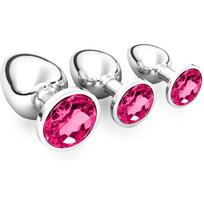 Elegantiškas 3 dalių tamsiai violetinių metalinių analinių kaiščių rinkinys su kristalo deimantu