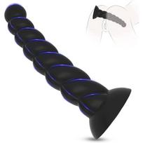 Ergonomiškas spiralinio dizaino analinis dildo su stipriu ventiliu rankoms laisvoms