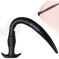 Itin ilgas Analinis kištukas su intensyvia masažo tekstūra, juodos spalvos, 29 cm