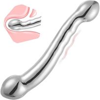 Metalo dvigubas dildo masažuoklis G taškui ir P taškui stimuliuoti