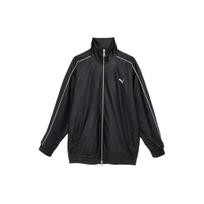 Puma T7 Oversized Pleather Track Jacket With Color Block Design And Stand Collar Unisex Jackets Black 627191-01 XS