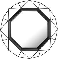 "Stonebriar" dekoratyvinis 28 colių geometrinio metalinio rėmo kabantis sieninis veidrodis su tvirtinimo laikikliais, juodas