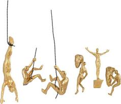 XYQXYQQ Skulptūra "Climber", modernus dekoratyvinis menas sienai, kūrybinis menas "Rust Climber" namams (S-Gold, 6 vnt.)