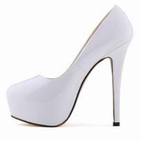 Moteriški aukštakulniai siurblys 14 cm apvalios pirštinės stiletės Talon Femme Seksualūs moteriški raudoni vestuviniai batai Juodi platforminiai aukštakulniai dideli 44 dydis 35 balta