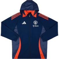 Adidas Manchester United 2024-25 All-Weather Hooded Comfortable Casual Long Sleeve Jacket Men Jacket Deep-Blue IT1994 S