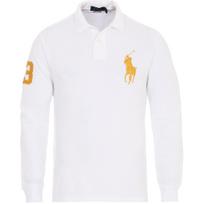 Polo Ralph Lauren Vienas spalvos logotipas siuvinėtas ilgomis rankovėmis polo marškinėlis Vyriški viršutiniai drabužiai Baltas 710766856-003 S