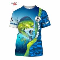 Vasaros 3D tunų žvejybos marginti vyriški marškinėliai Laisvalaikio marškinėliai Hip Hop trumpomis rankovėmis Viršutiniai drabužiai Marškiniai Lauko Harajuku O formos iškirpte T-shirt S