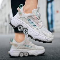 Deformation Roller Skating Roller Skates Adult Boys and Girls Students Shrink Invisible Four-wheel Double Row Runaway Shoes New 33