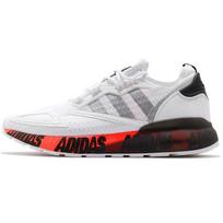 adidas ZX 2K Boost drąsaus logotipo grafika - Balti unisex sportbačiai Debesies baltumo Sidabrinės metalinės spalvos Pagrindinės juodos spalvos FX7030 38⅔