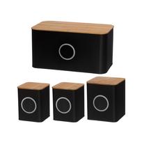 Indelių rinkinys maistui/biriems produkt. 4 vnt metalinės juodos 4Living 601893